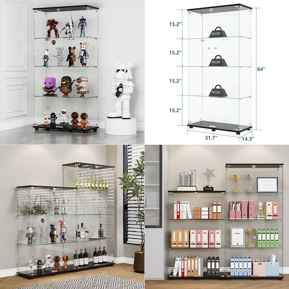 B&J Florist Supply Nyc - Vitrine avec 4 étagères, portes doubles